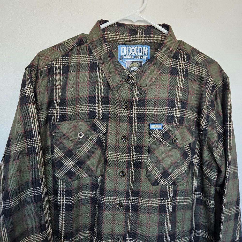 Dixxon | Green Beret Army Green Black Button Down Shirt Top Womens XL - Picture 3 of 9
